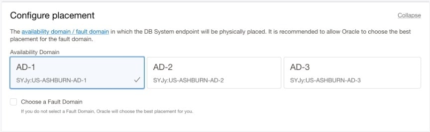 screenshot of configure placement
