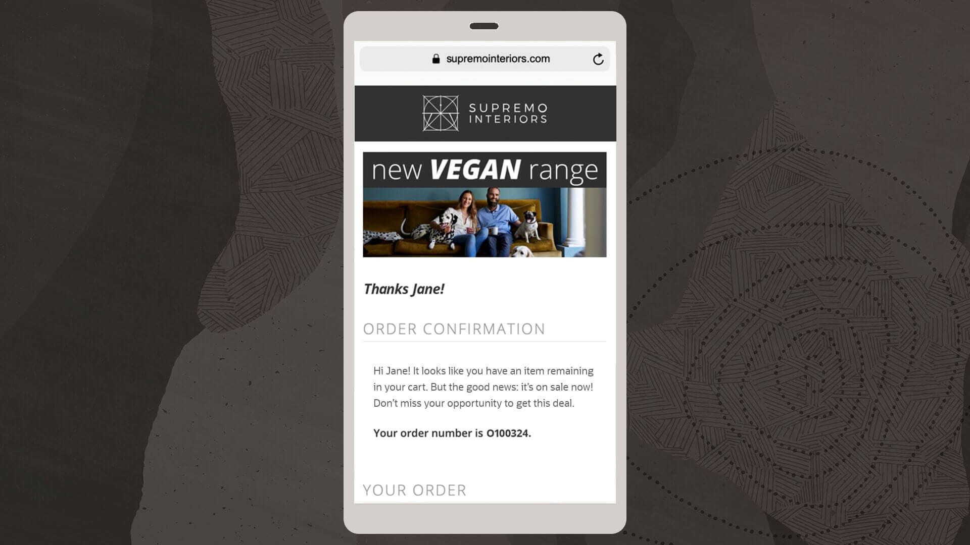 Mobile thank you page website