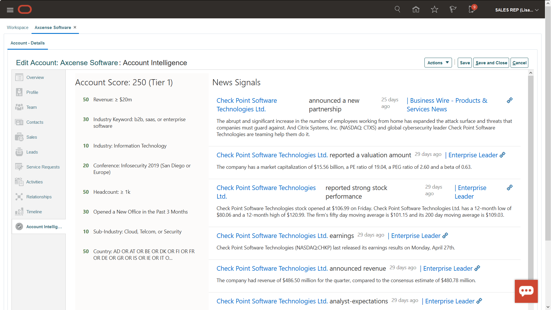 sales force automation account intelligence