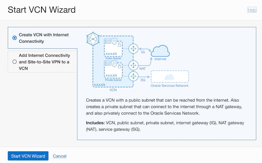screenshot of VCN wizard